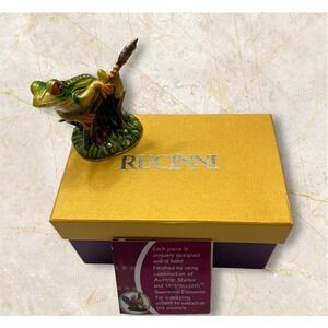 Rucinni Frog Trinket Box Swarovski & Austria Crystals Enamel Hinged‎ Art Gift